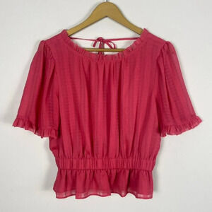 Ann Taylor Pink Ruffle Blouse